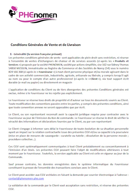 conditions generales de ventes